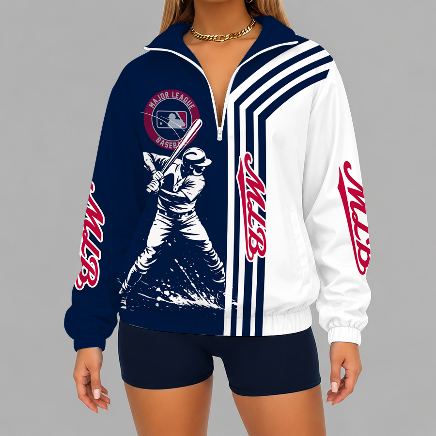 Limited Edition – Customized MLB Major League Baseball V-Neck Zipper Sweatshirt Jacket