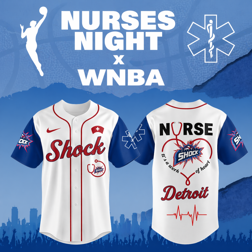Limited Edition – Customized WNBA Detroit Shock x Nurses Night Baseball Jersey