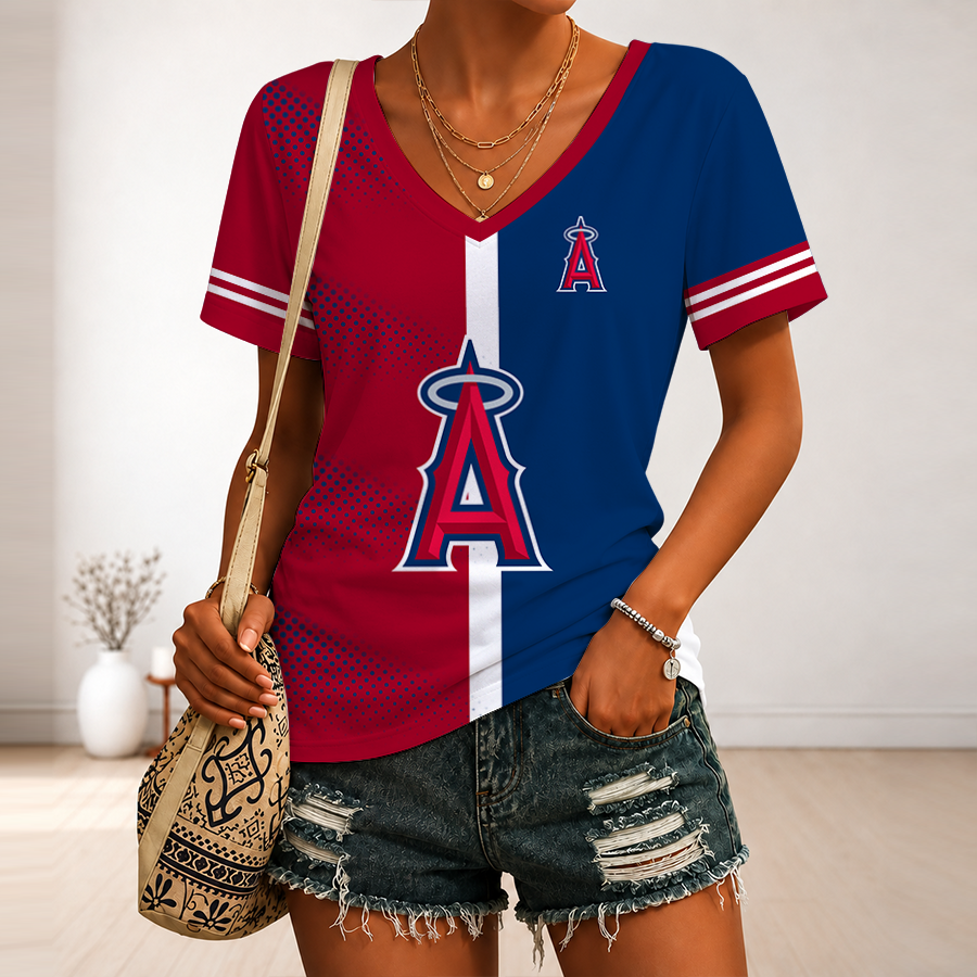 Limited Edition – Customized MLB Los Angeles Angels V-Neck Female Shirt