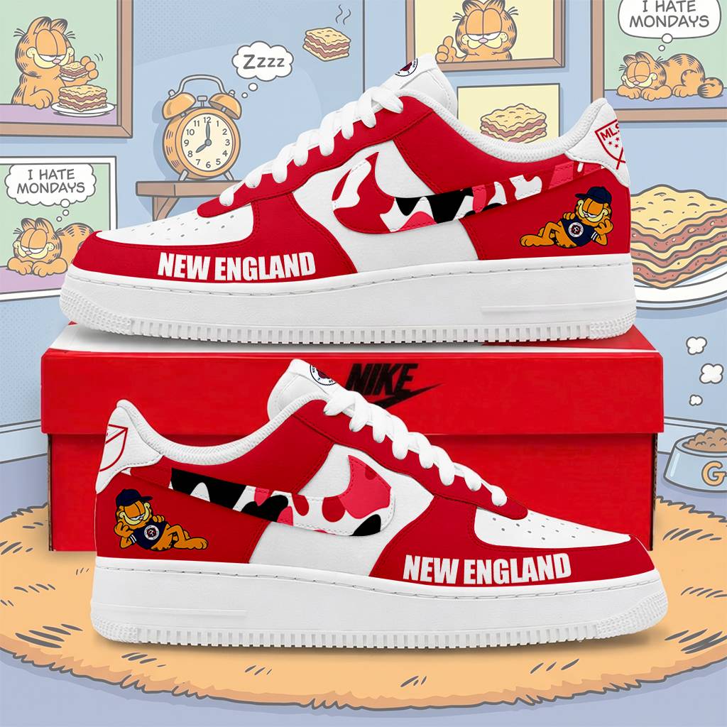 Limited Edition – Customized MLS New England Revolution x Garfield Af1 Sneakers - Image 2