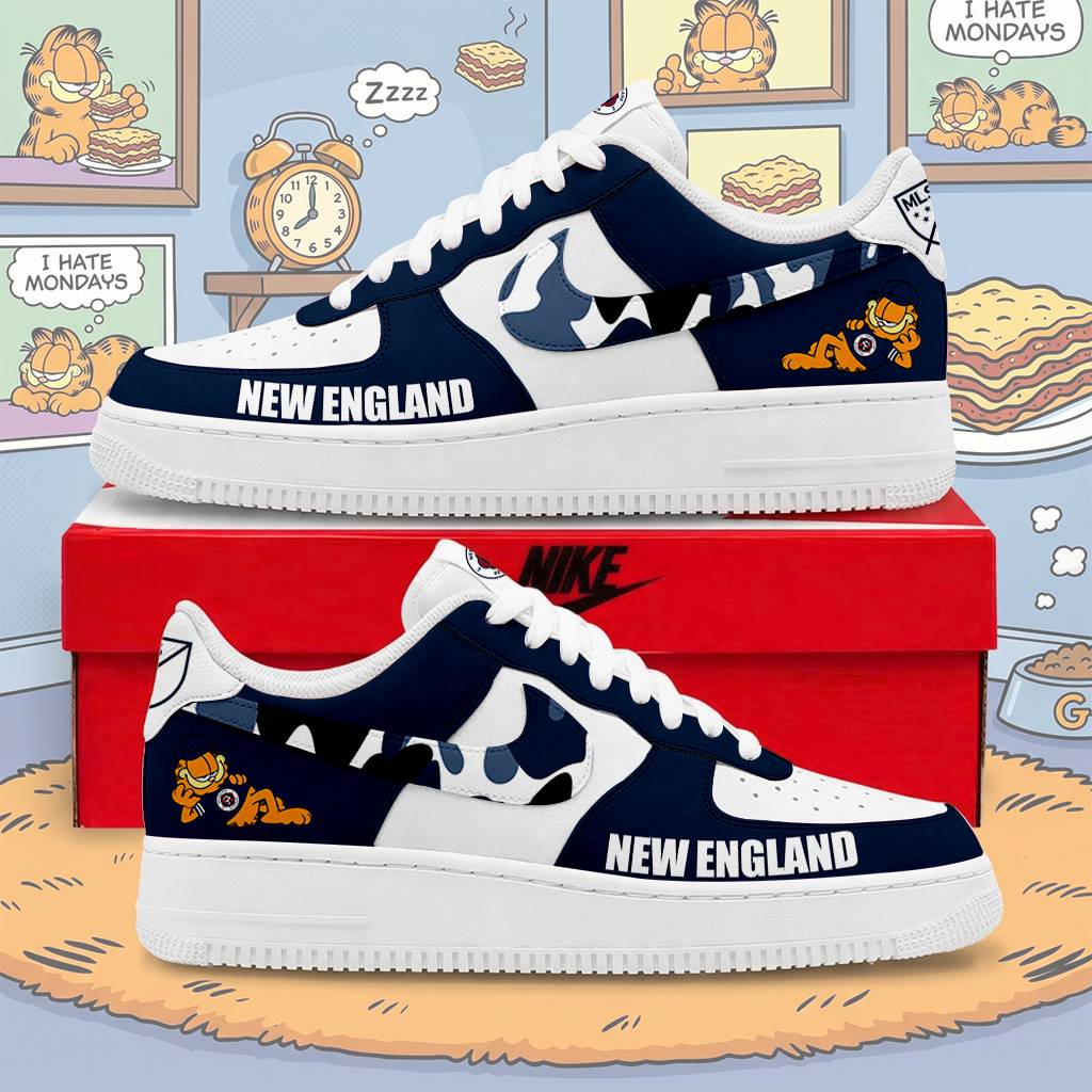Limited Edition – Customized MLS New England Revolution x Garfield Af1 Sneakers