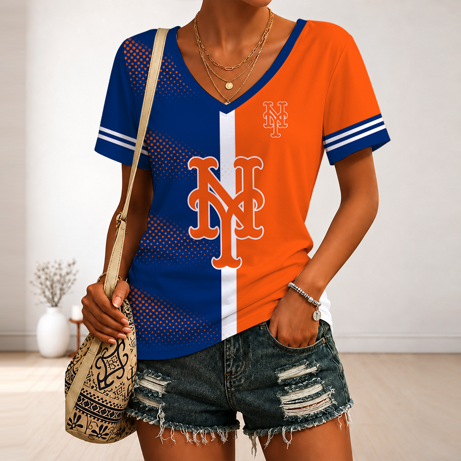 Limited Edition – Customized MLB New York Mets V-Neck Female Shirt
