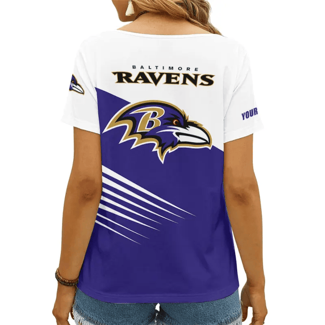 Limited Edition – Customized NFL Baltimore Ravens V-Neck Female Shirt - Image 2