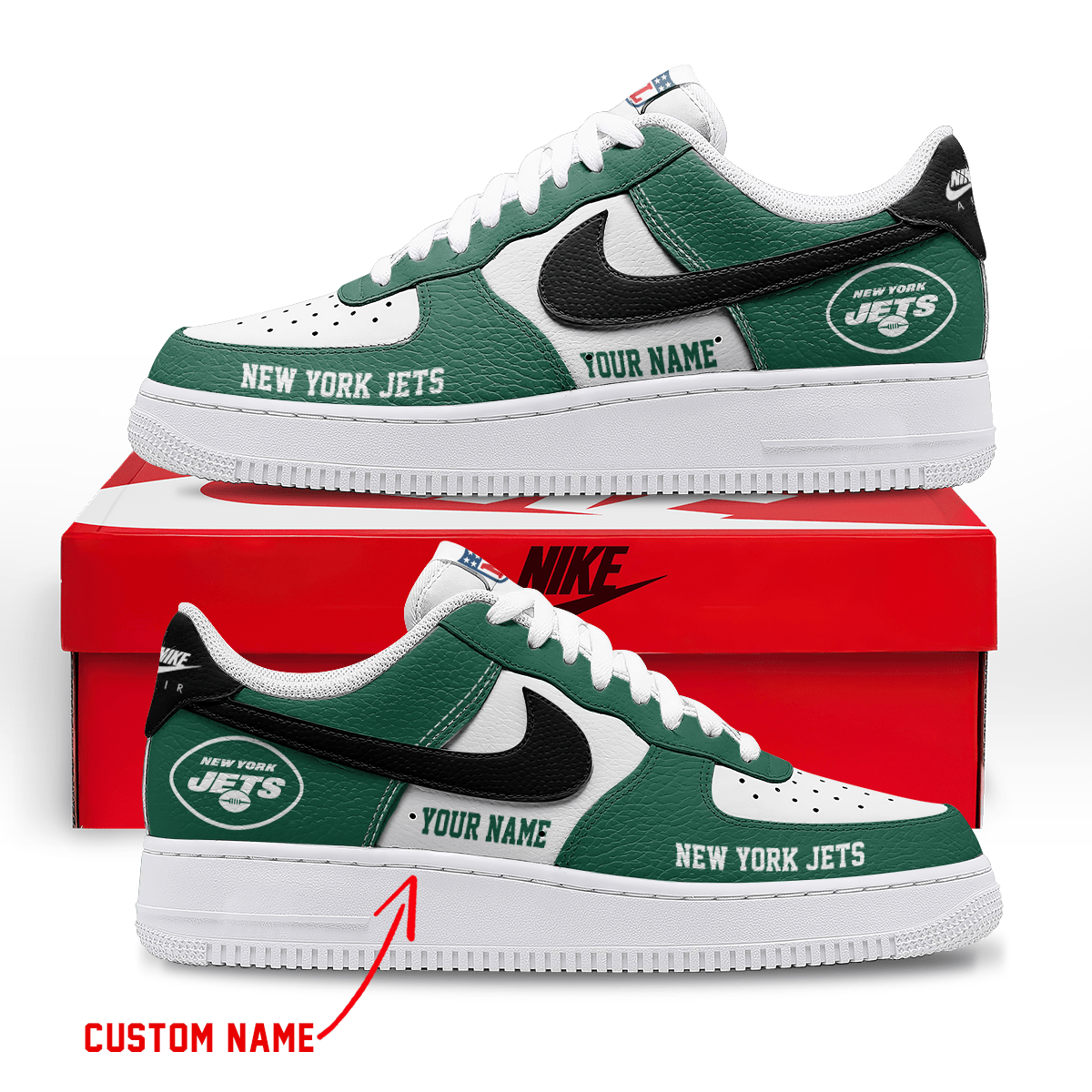 Limited Edition – Customized NFL Nyj New York Jets Af1 Sneakers - Image 2