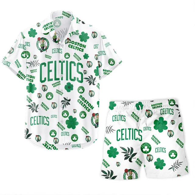 Limited Edition – Customized NBA Boston Celtics Unisex Hawaiian Shirt & Shorts Set - Image 2