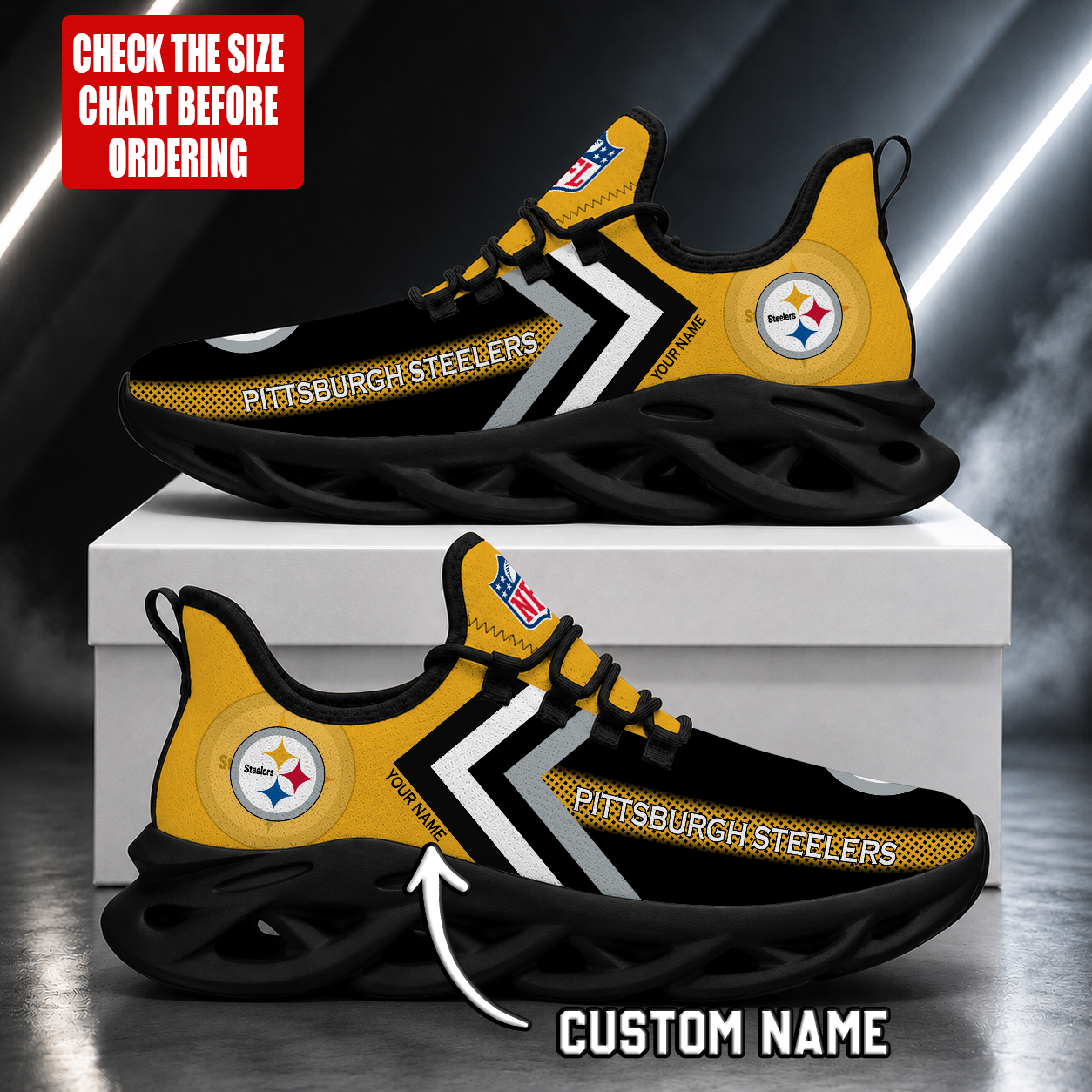 Limited Edition – Customized NFL Pittsburgh Steelers Unisex Max Soul Shoes - Image 2