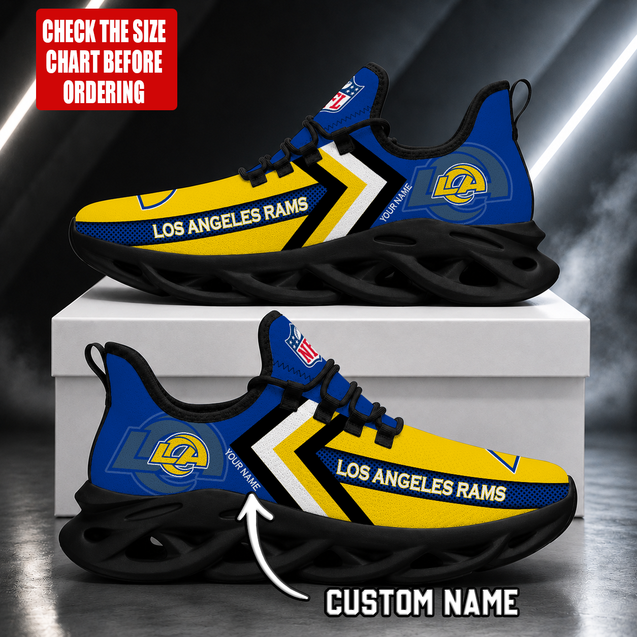 Limited Edition – Customized NFL Los Angeles Rams Unisex Max Soul Shoes - Image 2