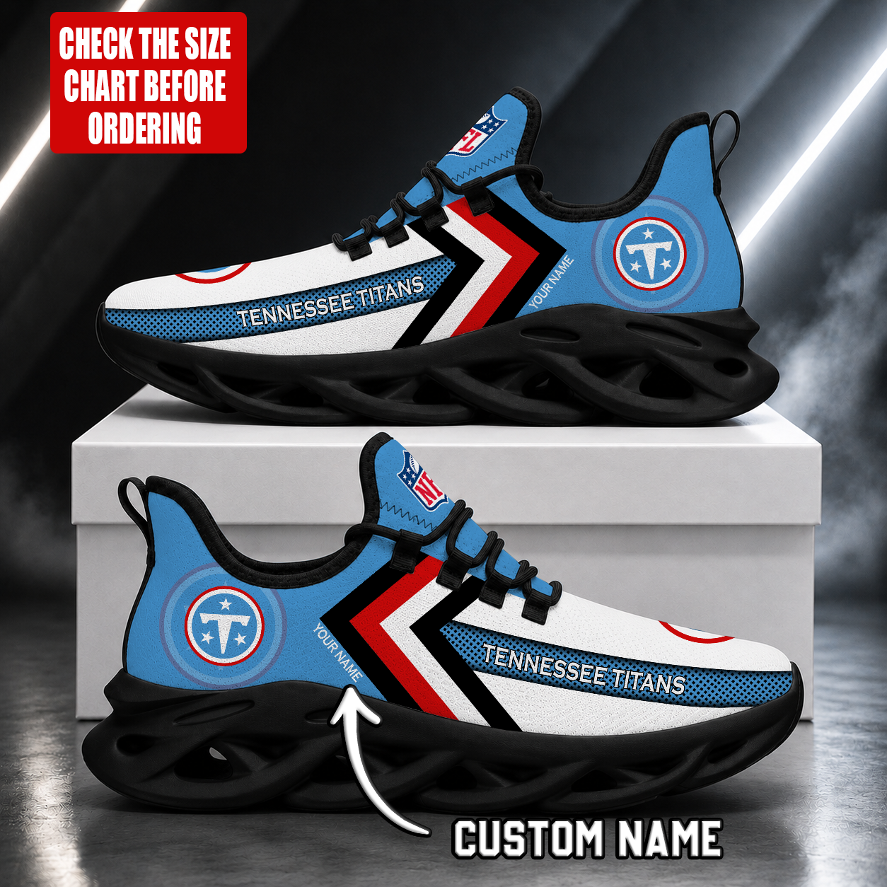 Limited Edition – Customized NFL Tennessee Titans Unisex Max Soul Shoes - Image 2