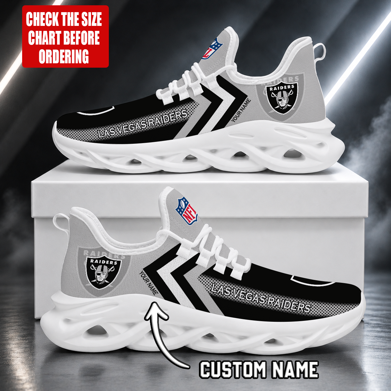 Limited Edition – Customized NFL Las Vegas Raiders Unisex Max Soul Shoes