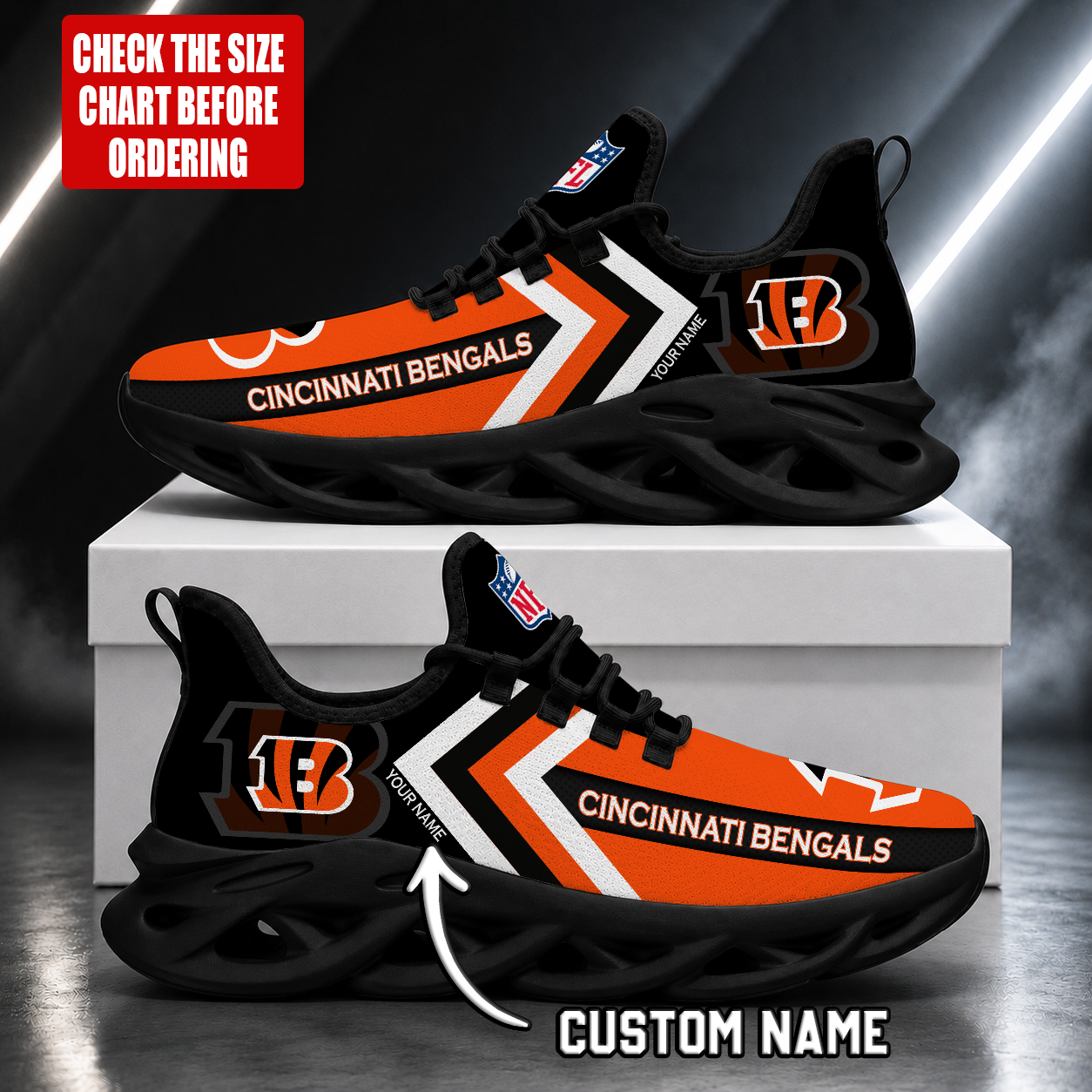 Limited Edition – Customized NFL Cincinnati Bengals Unisex Max Soul Shoes - Image 2