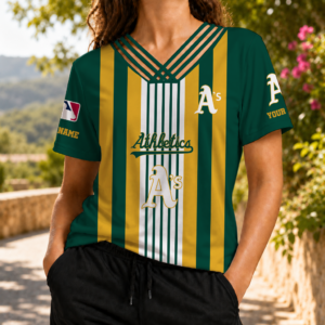 Limited Edition – Customized MLB Oakland Athletics V-Neck Shirt