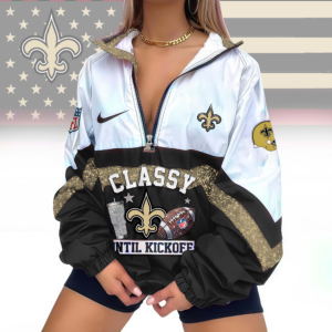 Limited Edition – Customized NFL New Orleans Saints V-Neck Zipper Sweatshirt Jacket