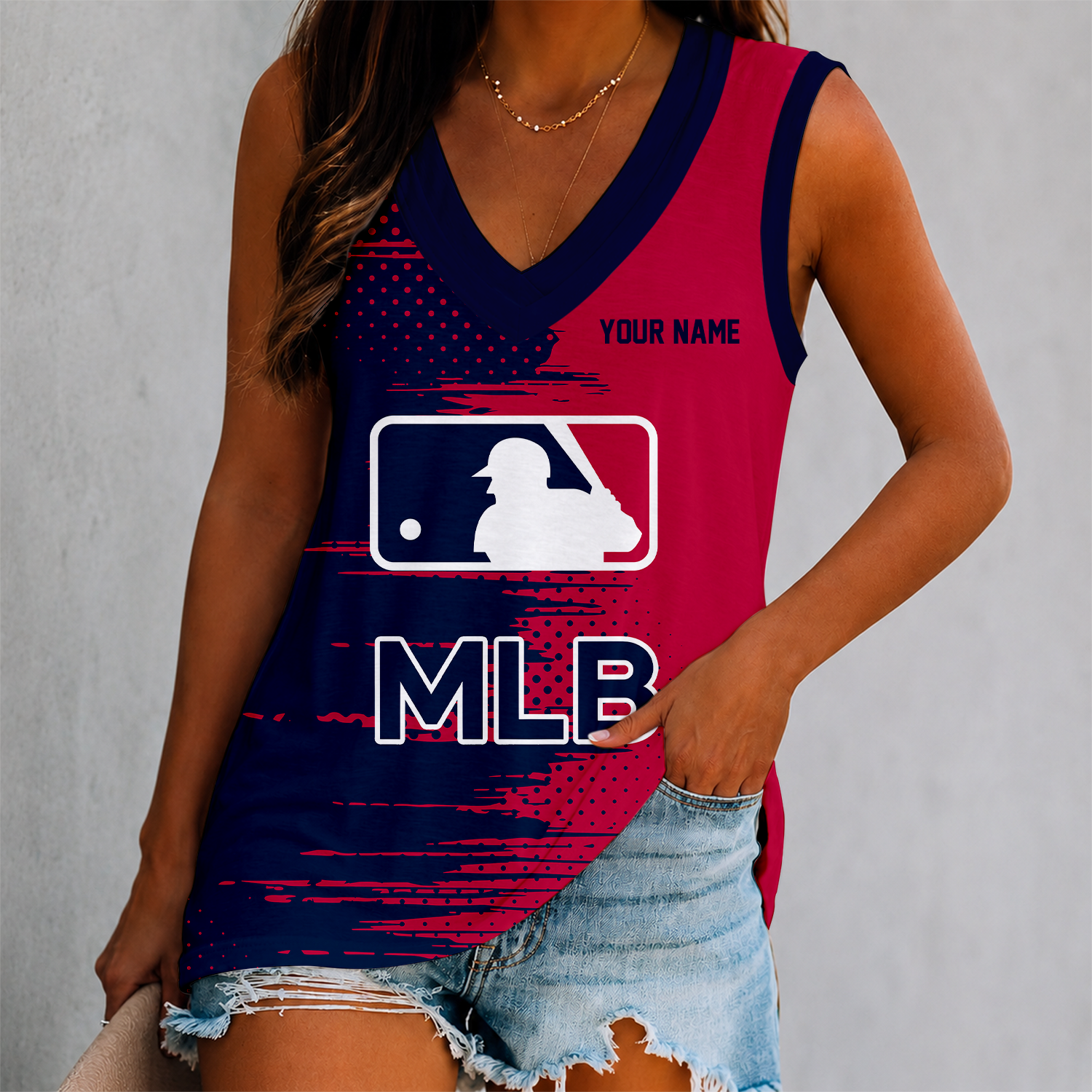 Limited Edition – Customized MLB Major League Baseball Women’s V-Neck Tank Top