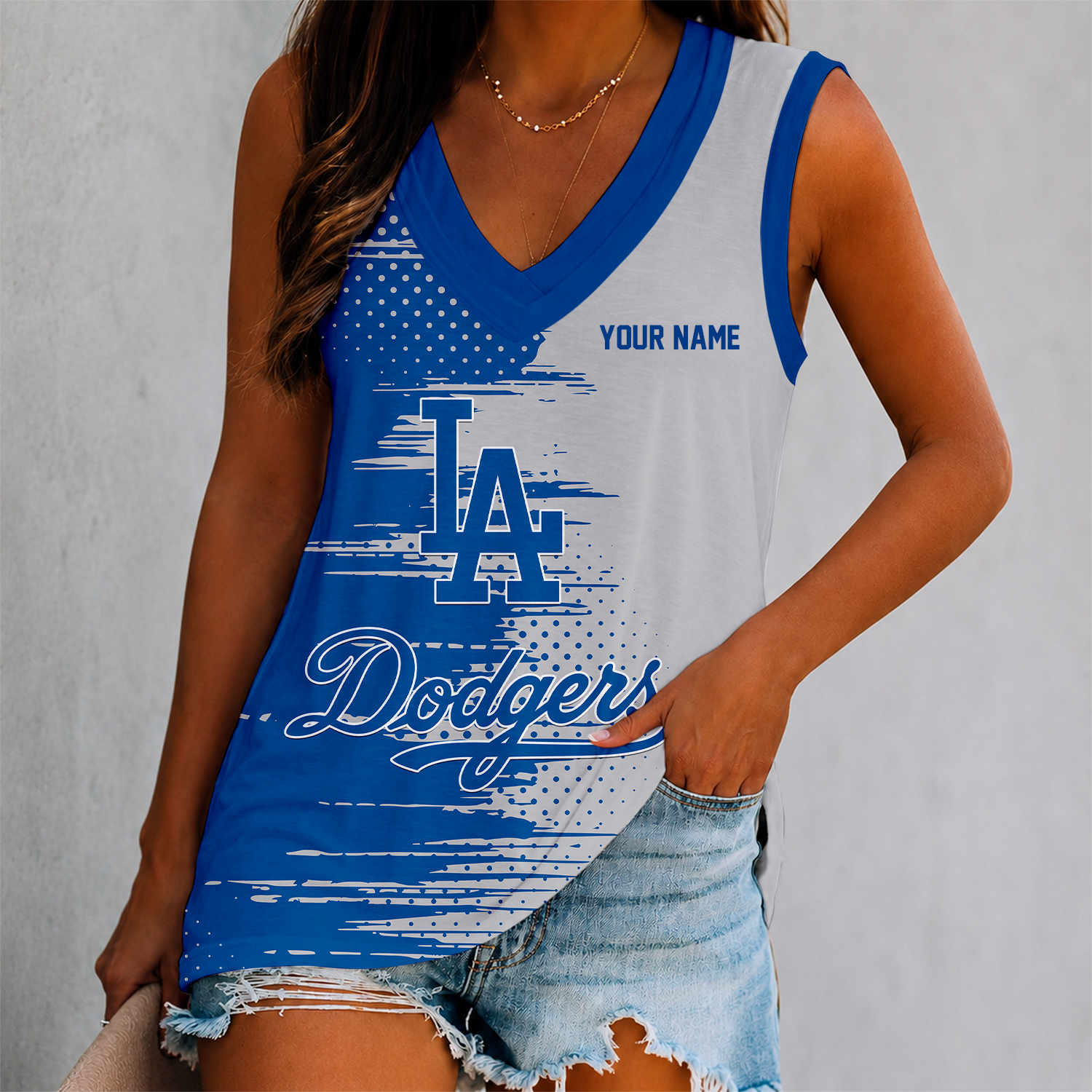 Limited Edition – Customized MLB Los Angeles Dodgers Women’s V-Neck Tank Top