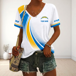 Limited Edition – Customized NFL Los Angeles Chargers V-Neck Female Shirt