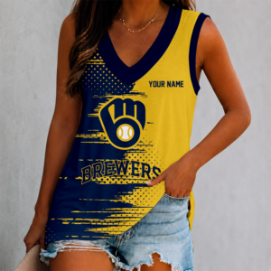 Limited Edition – Customized MLB Milwaukee Brewers Women’s V-Neck Tank Top