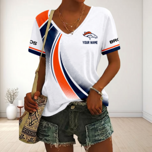 Limited Edition – Customized NFL Denver Broncos V-Neck Female Shirt
