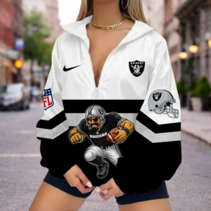 Limited Edition – Customized NFL Las Vegas Raiders V-Neck Zipper Sweatshirt Jacket