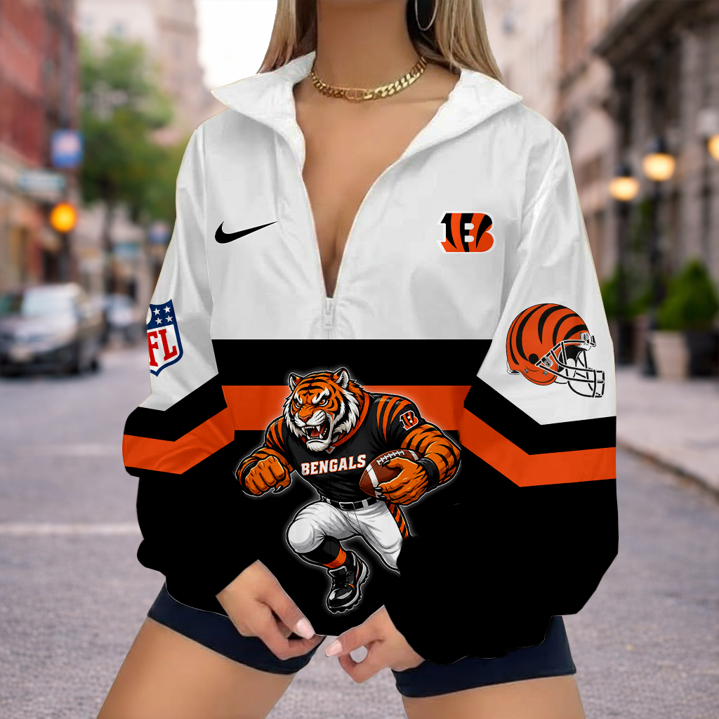 Limited Edition – Customized NFL Cincinnati Bengals V-Neck Zipper Sweatshirt Jacket