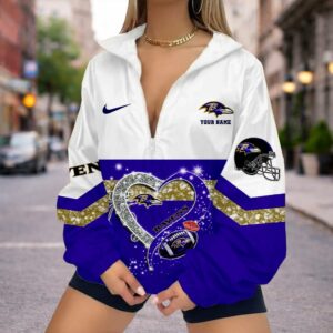 Limited Edition – Customized NFL Baltimore Ravens V-Neck Zipper Sweatshirt Jacket