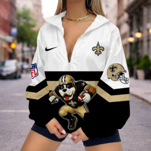 Limited Edition – Customized NFL New Orleans Saints V-Neck Zipper Sweatshirt Jacket