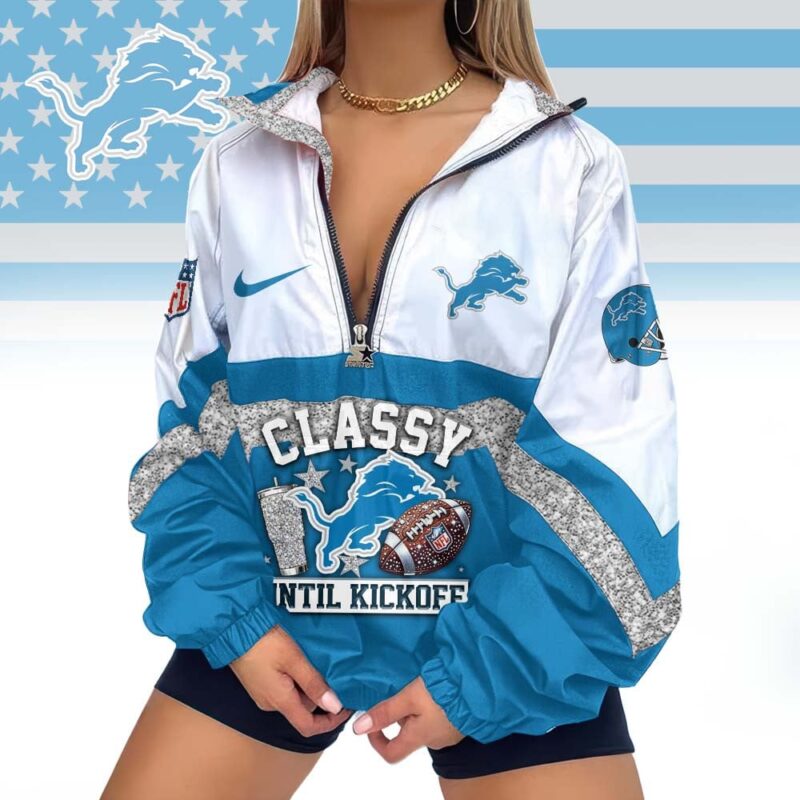 Limited Edition – Customized NFL Detroit Lions V-Neck Zipper Sweatshirt Jacket