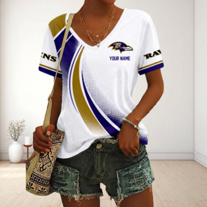 Limited Edition – Customized NFL Baltimore Ravens V-Neck Female Shirt