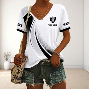 Limited Edition – Customized NFL Las Vegas Raiders V-Neck Female Shirt