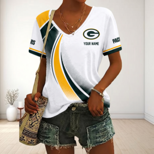 Limited Edition – Customized NFL Green Bay Packers V-Neck Female Shirt