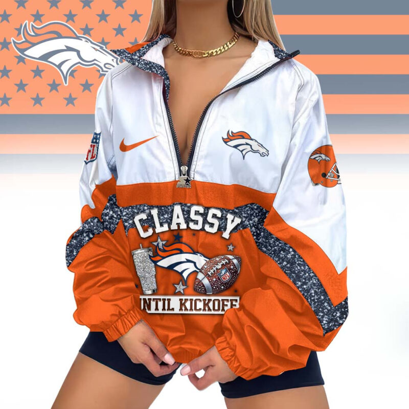 Limited Edition – Customized NFL Denver Broncos V-Neck Zipper Sweatshirt Jacket