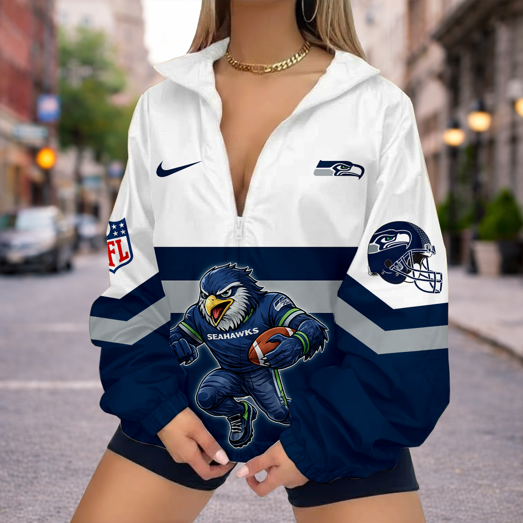 Limited Edition – Customized NFL Seattle Seahawks V-Neck Zipper Sweatshirt Jacket