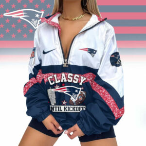 Limited Edition – Customized NFL New England Patriots V-Neck Zipper Sweatshirt Jacket