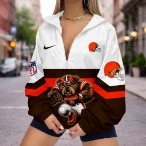 Limited Edition – Customized NFL Cleveland Browns V-Neck Zipper Sweatshirt Jacket