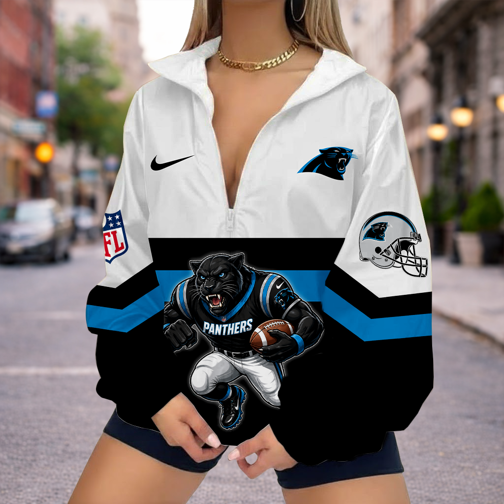 Limited Edition – Customized NFL Carolina Panthers V-Neck Zipper Sweatshirt Jacket