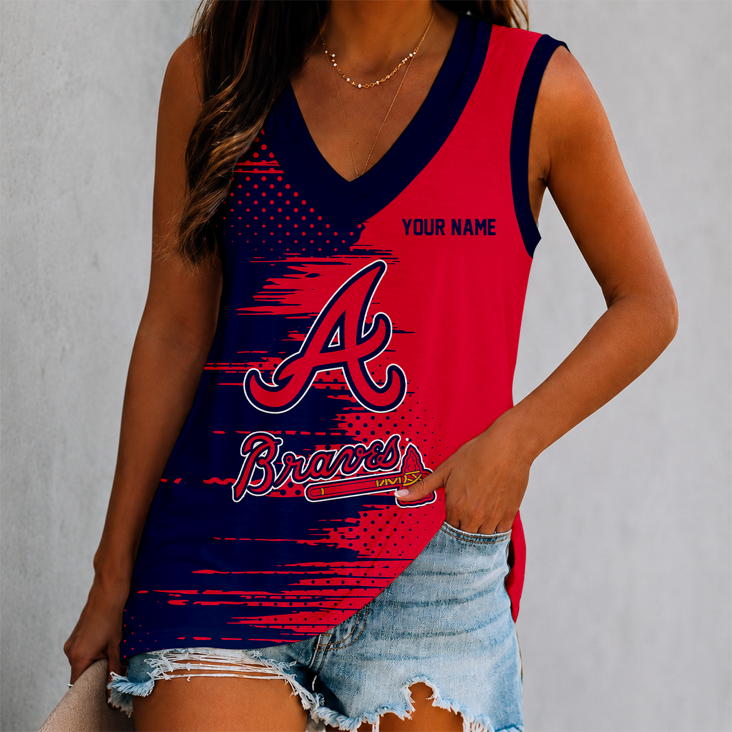 Limited Edition – Customized MLB Atlanta Braves Women’s V-Neck Tank Top