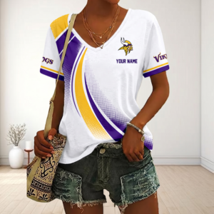 Limited Edition – Customized NFL Minnesota Vikings V-Neck Female Shirt