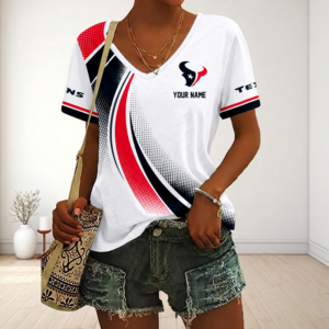 Limited Edition – Customized NFL Houston Texans V-Neck Female Shirt