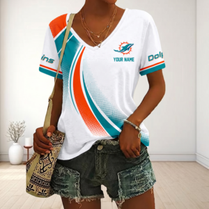 Limited Edition – Customized NFL Miami Dolphins V-Neck Female Shirt