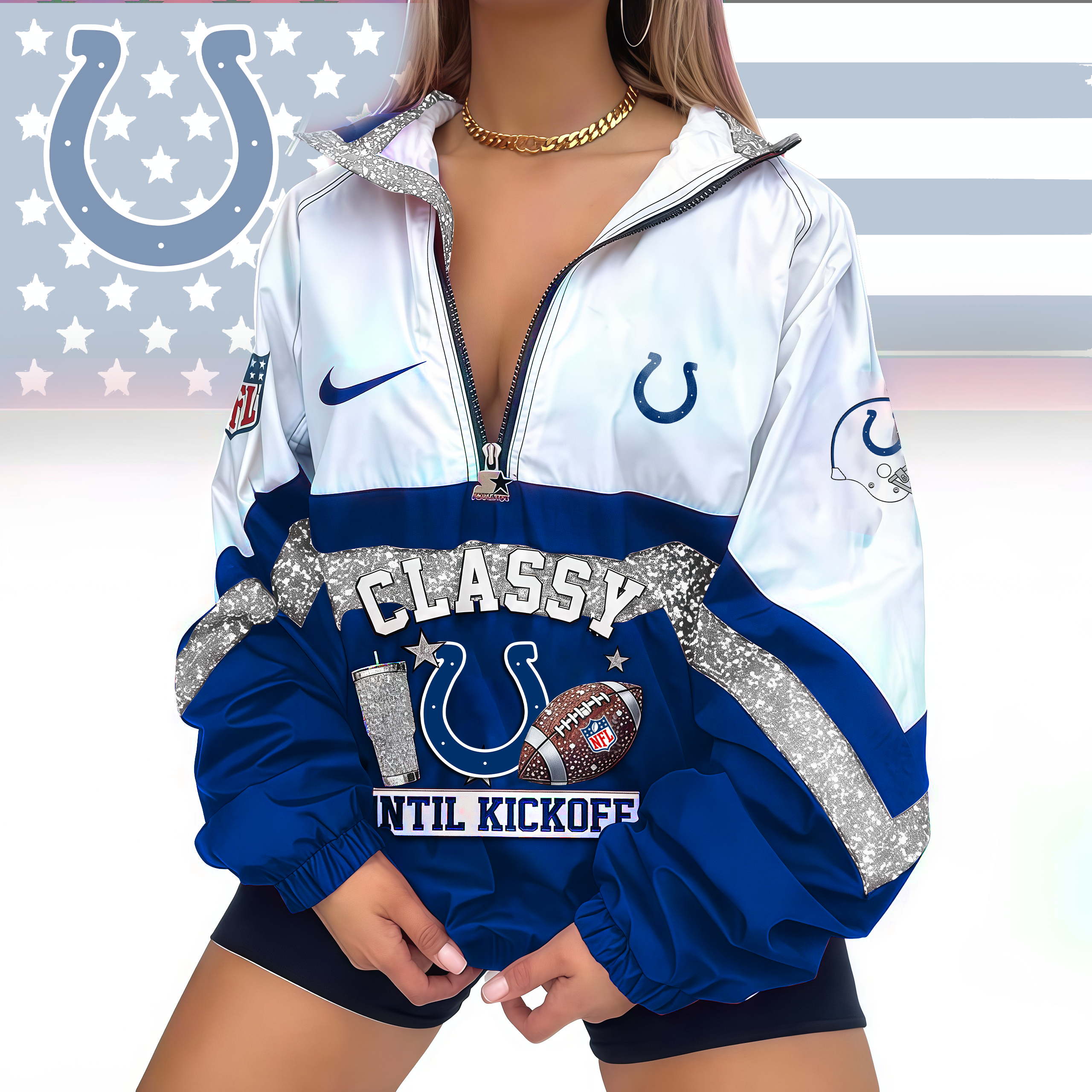 Limited Edition – Customized NFL Indianapolis Colts V-Neck Zipper Sweatshirt Jacket