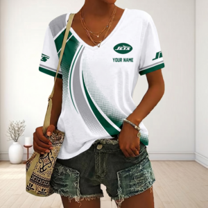 Limited Edition – Customized NFL New York Jets V-Neck Female Shirt