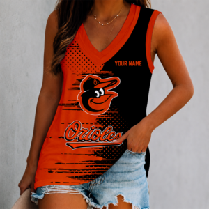 Limited Edition – Customized MLB Baltimore Orioles Women’s V-Neck Tank Top