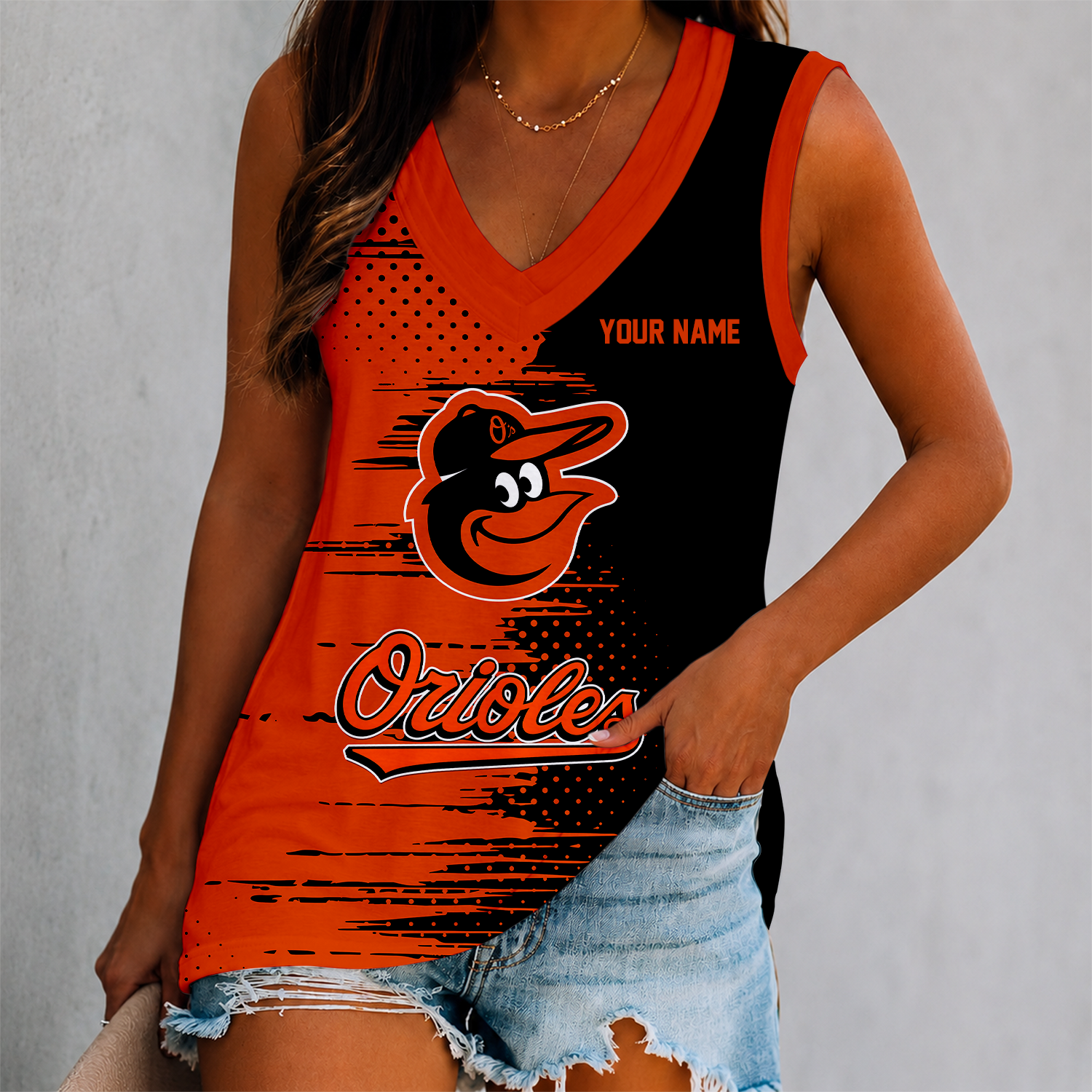 Limited Edition – Customized MLB Baltimore Orioles Women’s V-Neck Tank Top