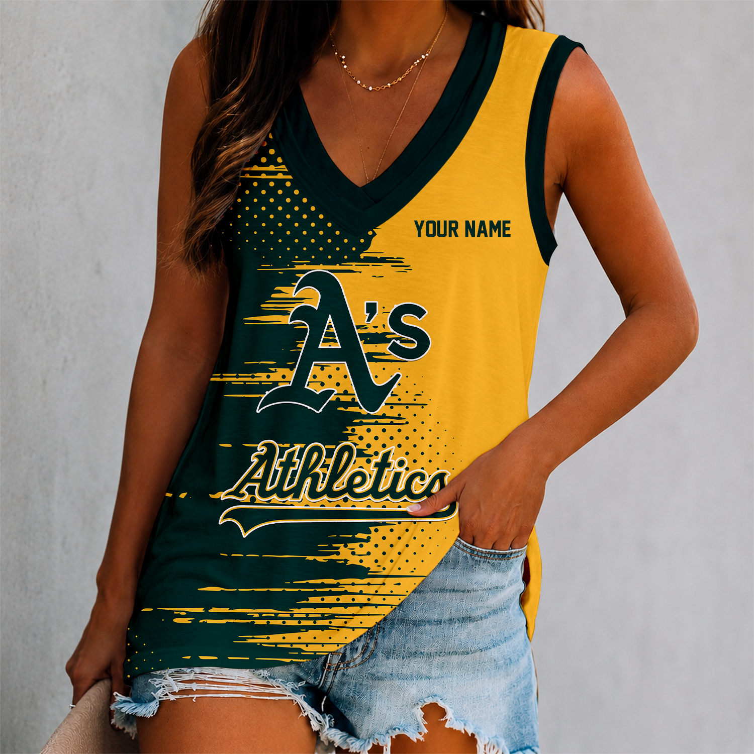 Limited Edition – Customized MLB Oakland Athletics Women’s V-Neck Tank Top