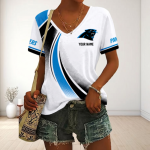 Limited Edition – Customized NFL Carolina Panthers V-Neck Female Shirt