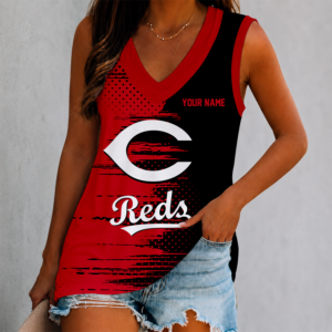 Limited Edition – Customized MLB Cincinnati Reds Women’s V-Neck Tank Top