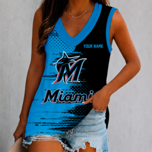 Limited Edition – Customized MLB Miami Marlins Women’s V-Neck Tank Top