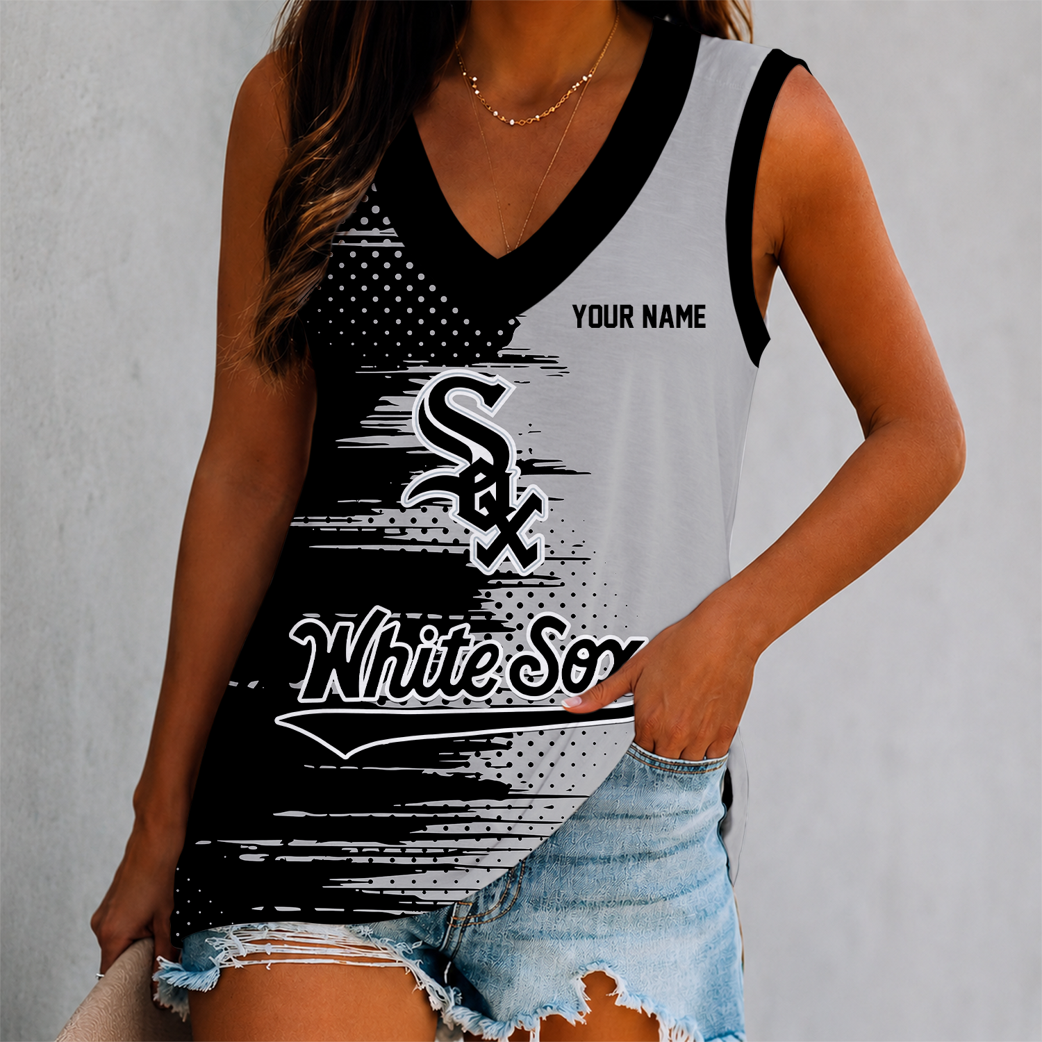 Limited Edition – Customized MLB Chicago White Sox Women’s V-Neck Tank Top