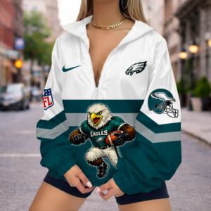 Limited Edition – Customized NFL Philadelphia Eagles V-Neck Zipper Sweatshirt Jacket