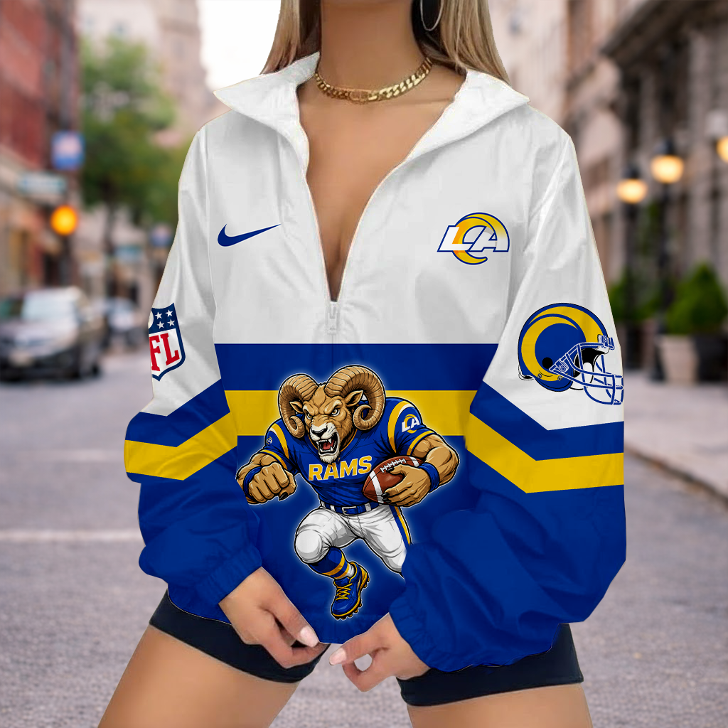 Limited Edition – Customized NFL Los Angeles Rams V-Neck Zipper Sweatshirt Jacket