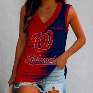 Limited Edition – Customized MLB Washington Nationals Women’s V-Neck Tank Top